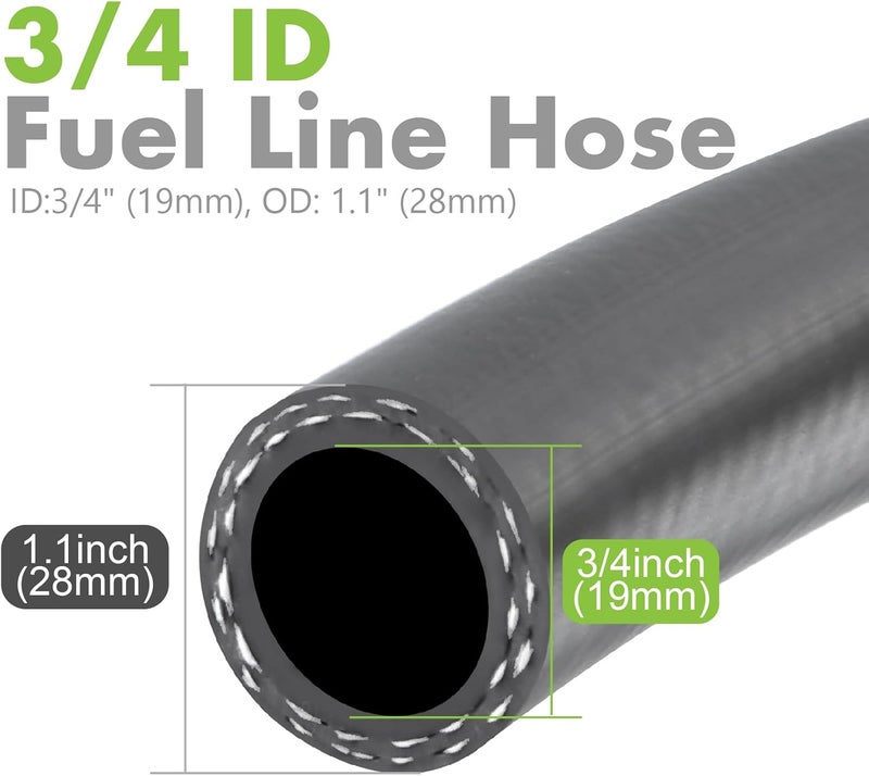 Jeemiter 3/4 Inch ID Fuel Hose 10FT - Extra High Flow Large Bore Hose SAE 30R7 Kit - with 10 Clamps for High HP Diesel, Racing Fuel, Industrial Applications - Image 3